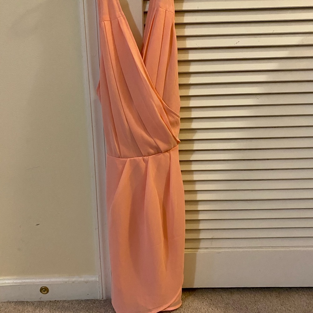 Cross across Back Peach Dress